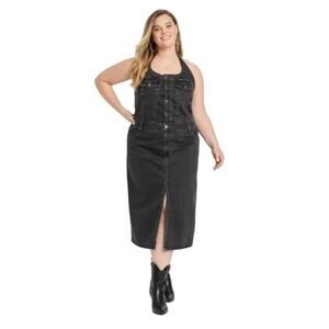Universal Thread Women's Midi Halter Denim‎ Dress Black Wash Size 16